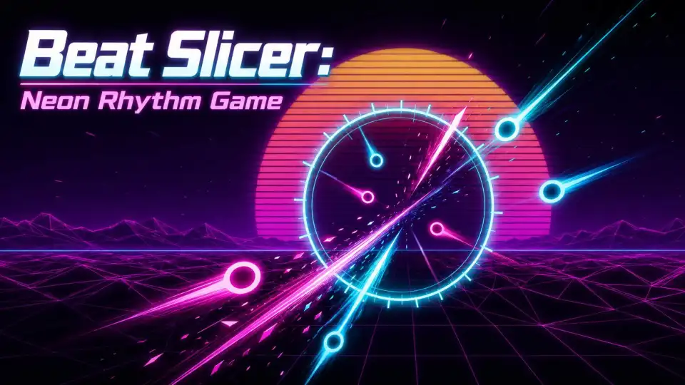 Beat Slicer neon rhythm game with timed music slices made with SoonLab
