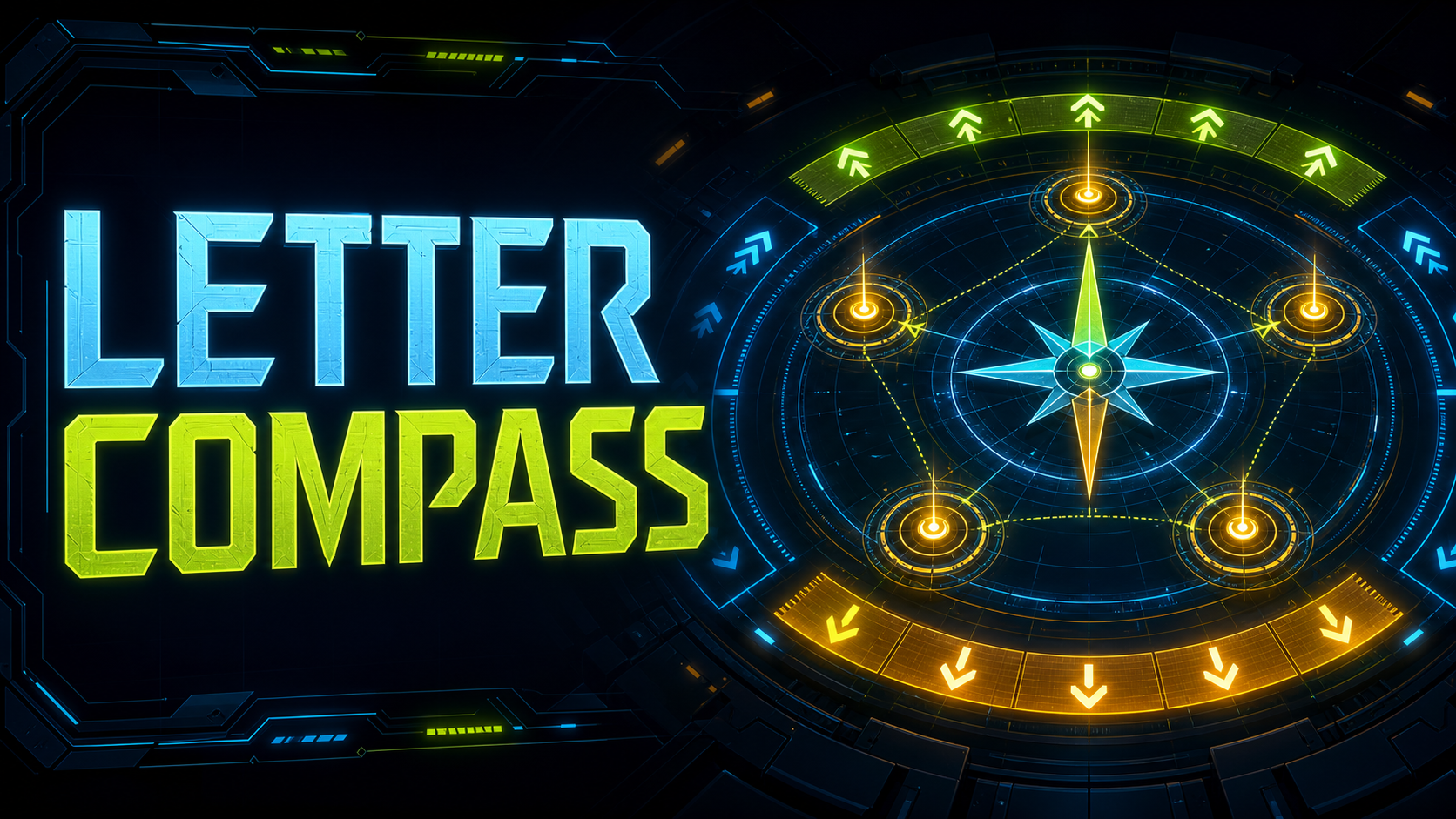 Letter Compass alphabet higher-or-lower word puzzle