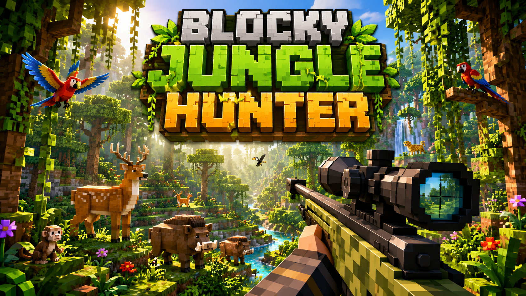 Blocky Jungle Sniper 3D game made with SoonLab