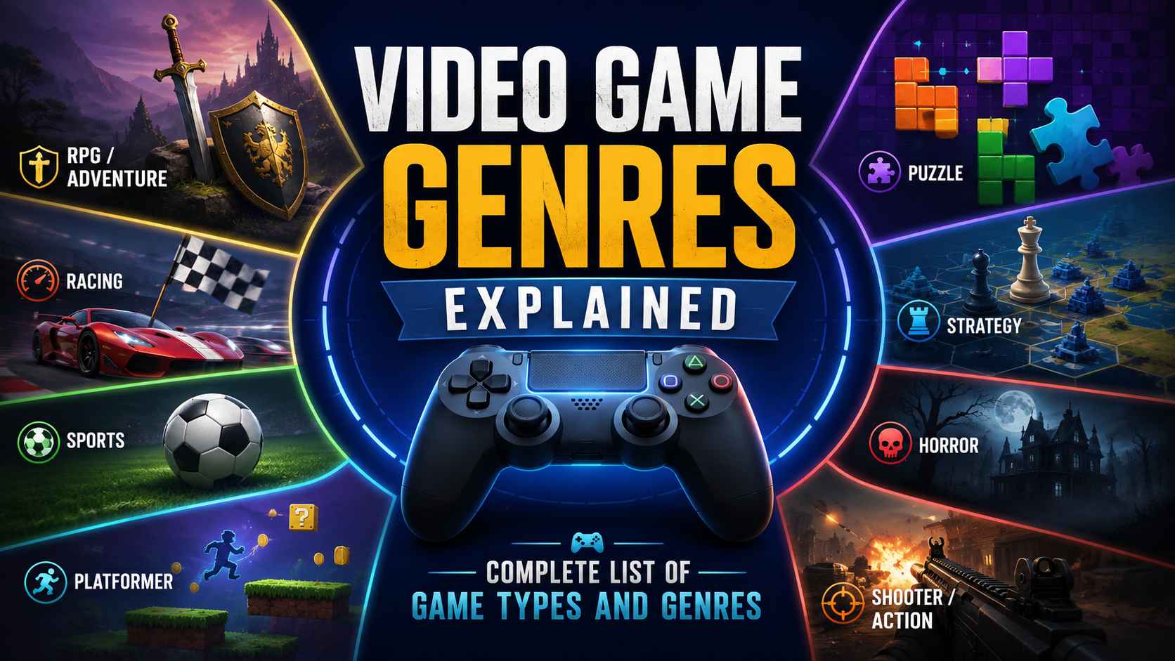 Video Game Genres Explained: Complete List of Game Types and Genres