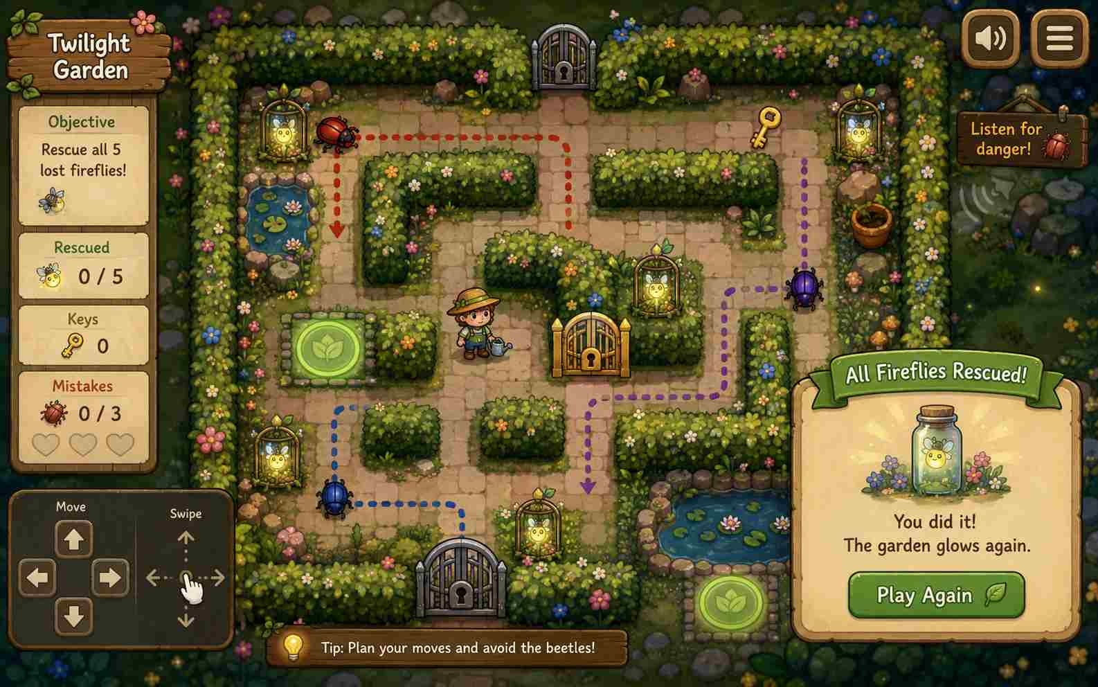 Garden Maze Rescue top-down 2D prompt example