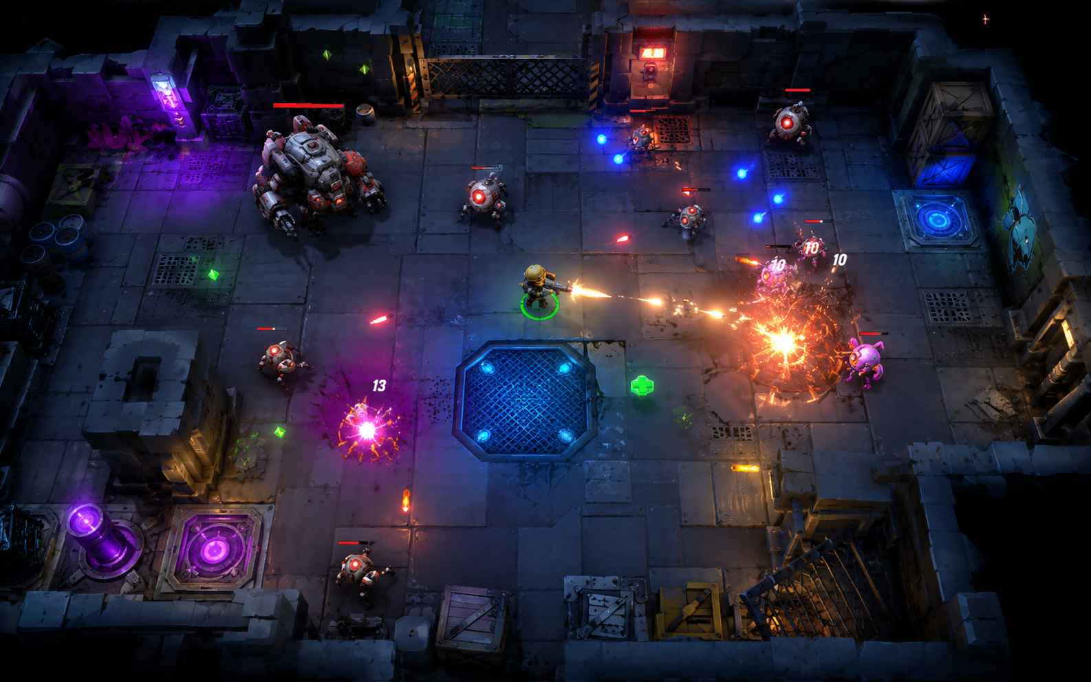 Create a top-down action game with AI