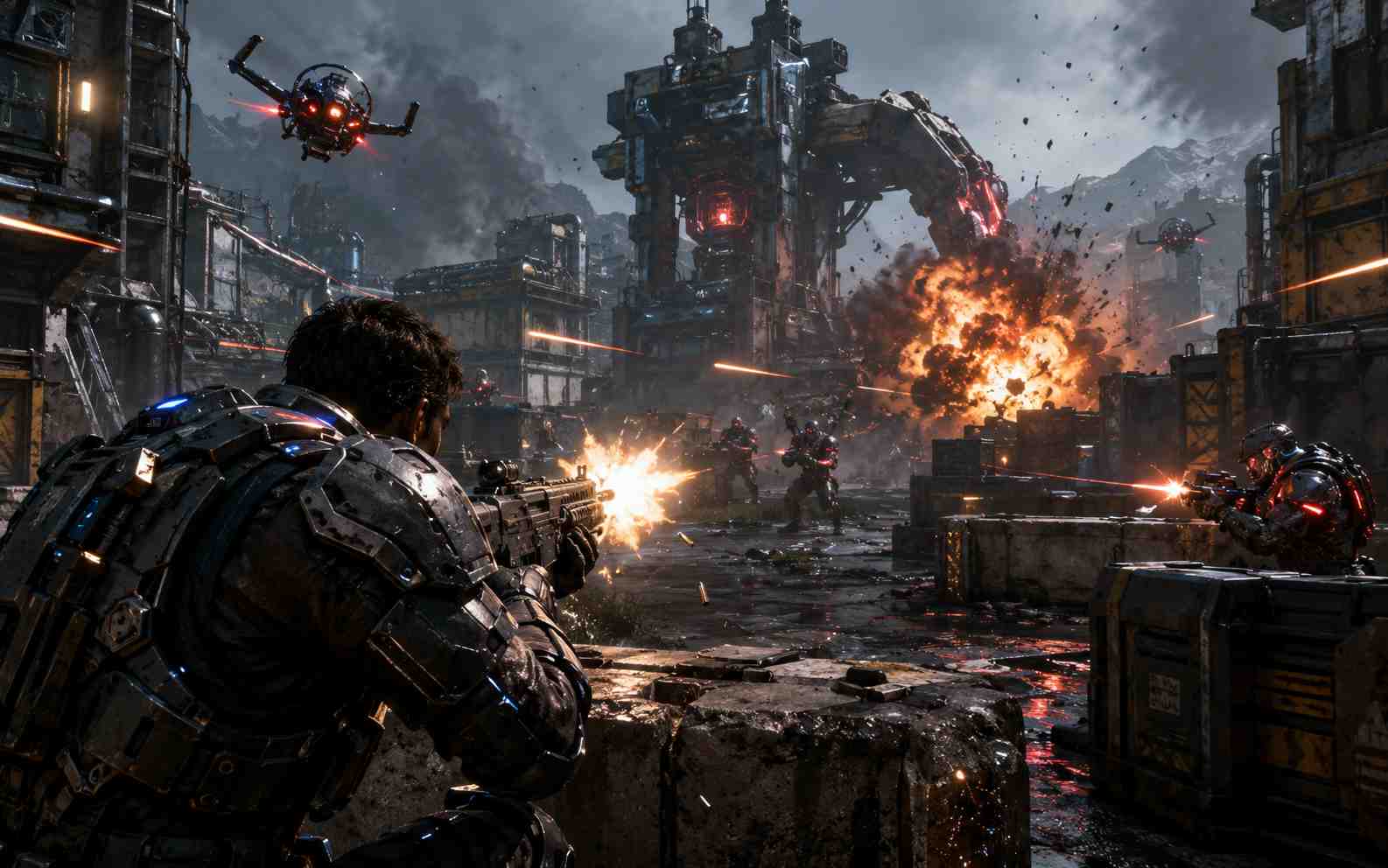 Create a shooter action game with AI