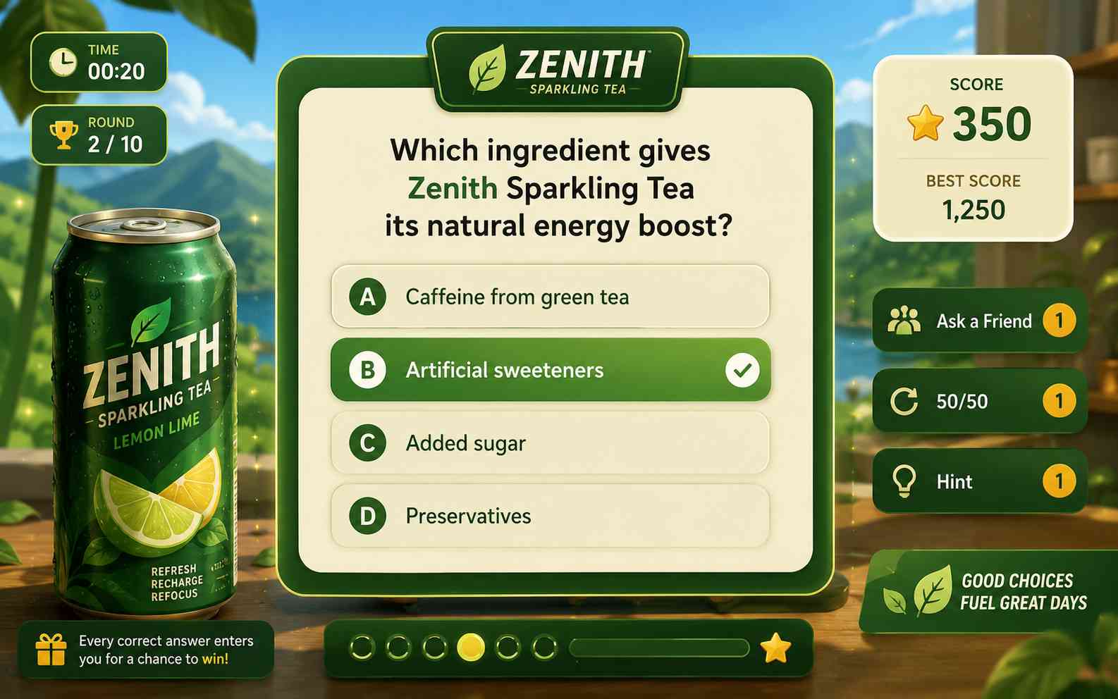 Branded quiz game for a marketing campaign
