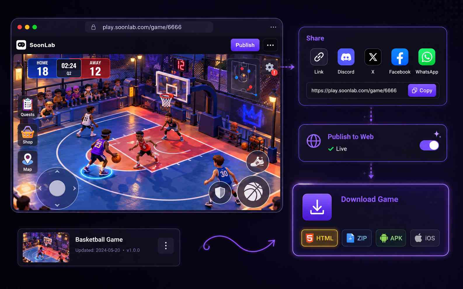 share your basketball game with a link