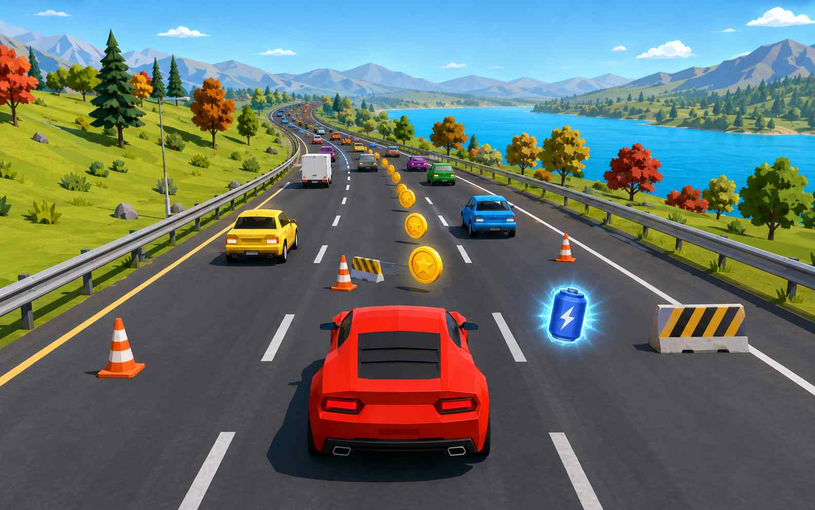 Endless highway driving game created online