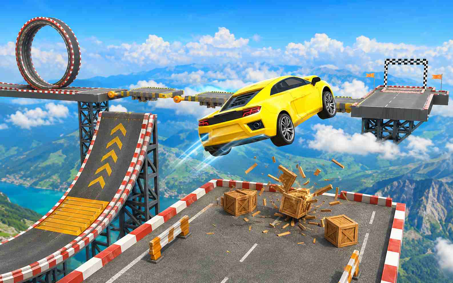 Stunt car game with ramps and jumps