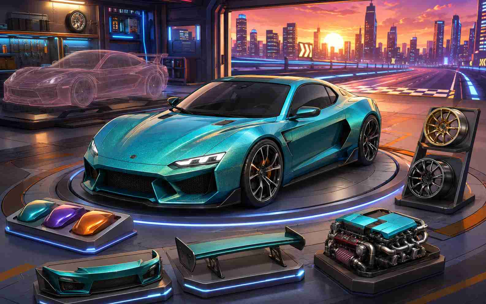Dream car maker game with vehicle customization