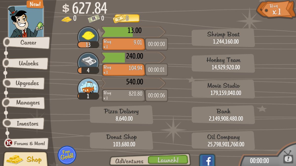 AdVenture Capitalist business investments and automated income