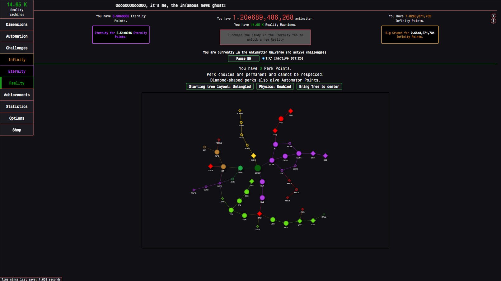 Antimatter Dimensions scientific incremental game interface