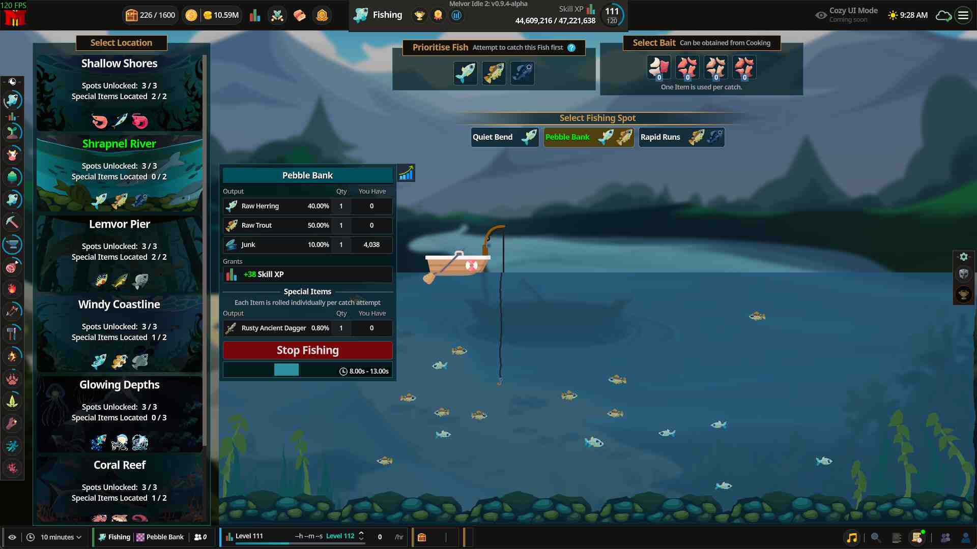 Melvor Idle skills inventory and combat interface