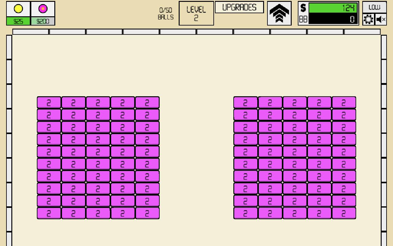 Idle Breakout brick-breaking balls and upgrade menu