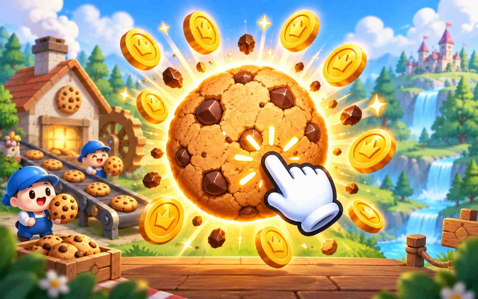 Clicking a central object to earn the first resource in an idle game