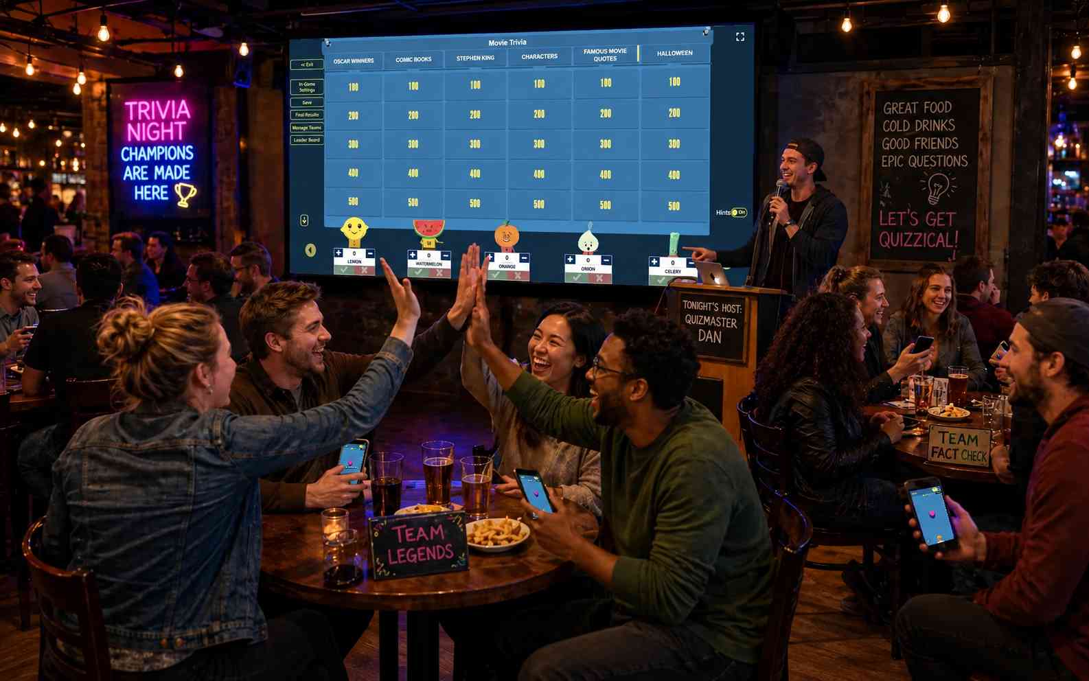 Create custom trivia games for parties and events