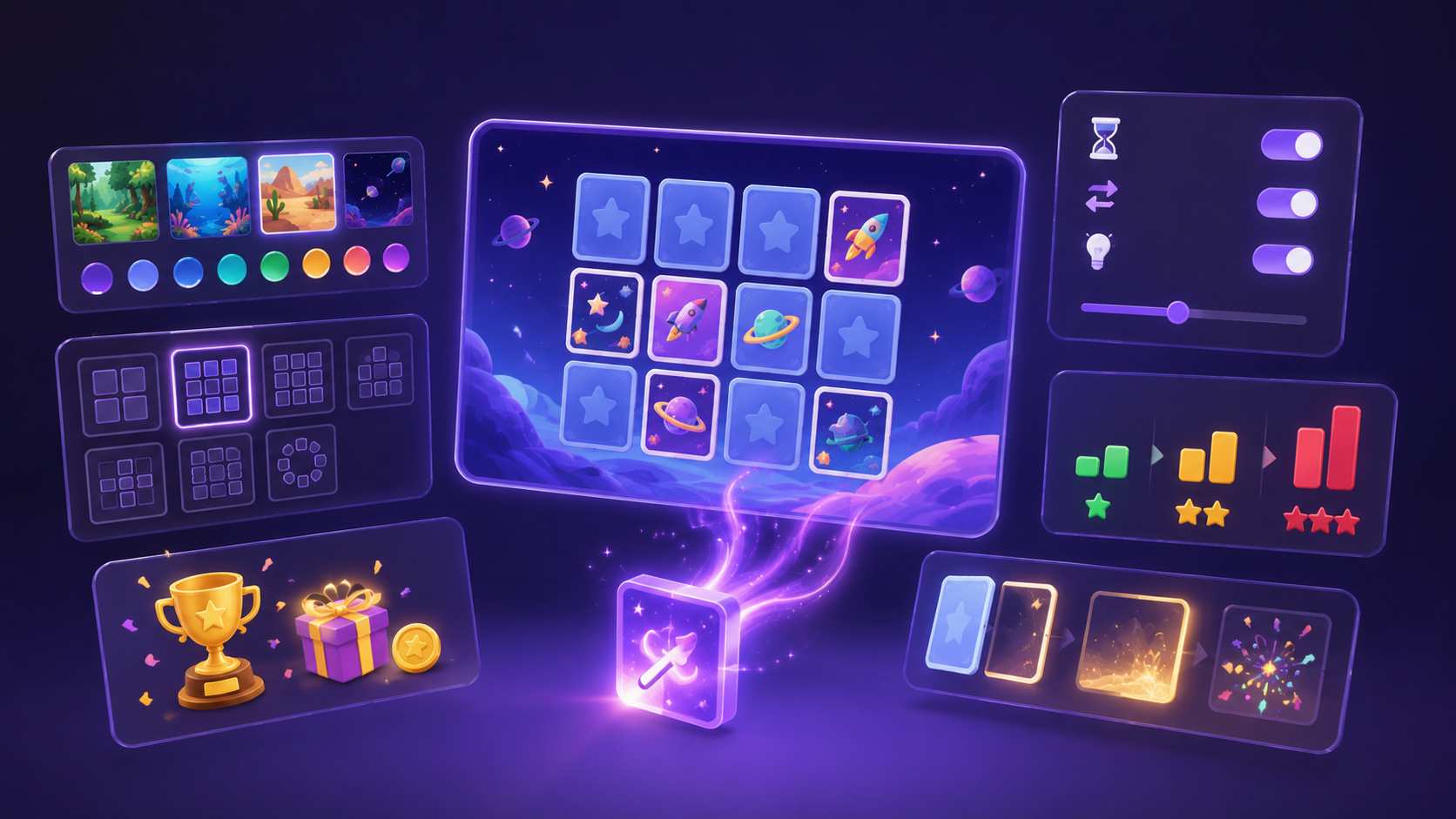 Customize an online matching game beyond fixed templates