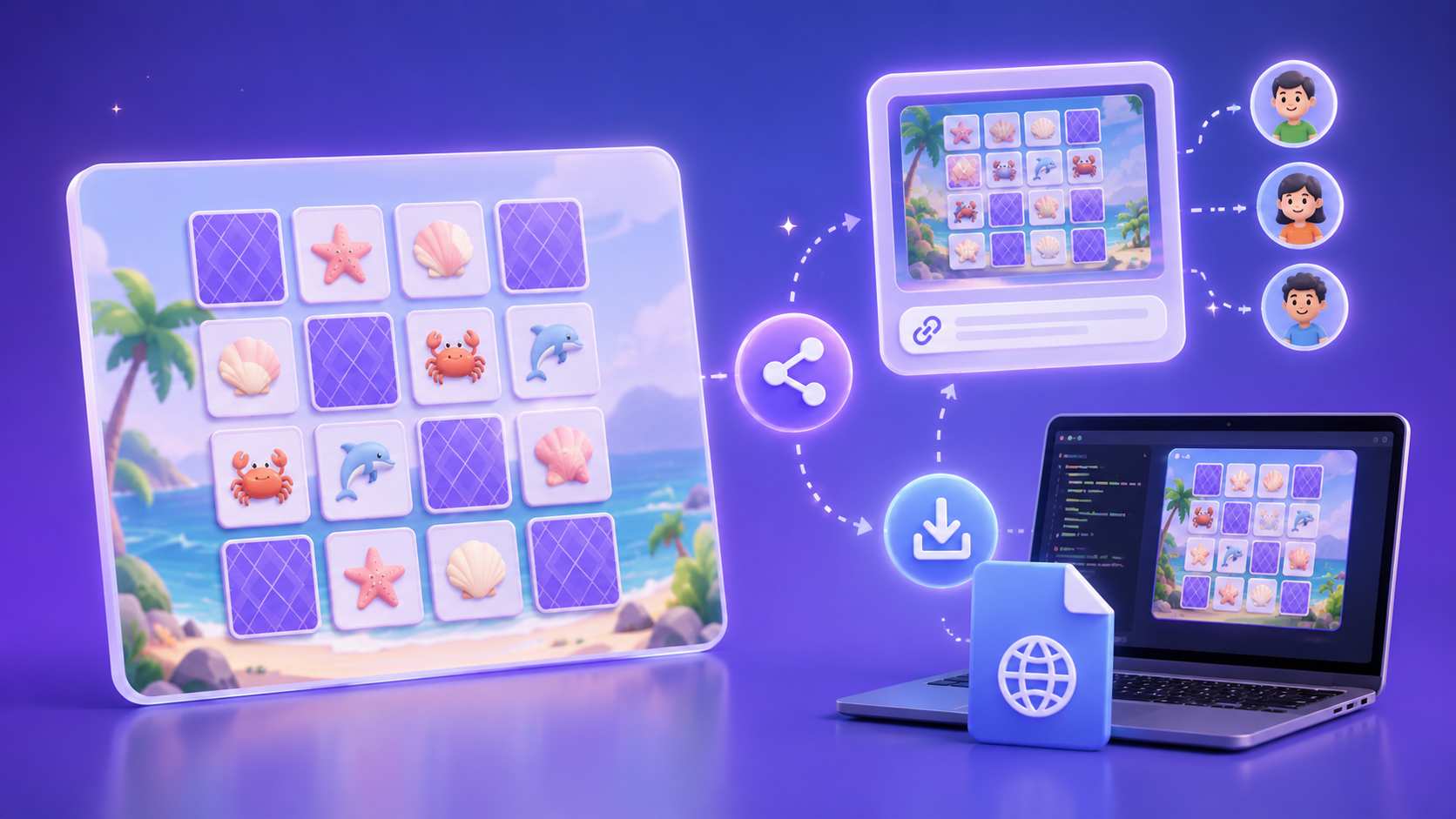 Publish share or download a matching game
