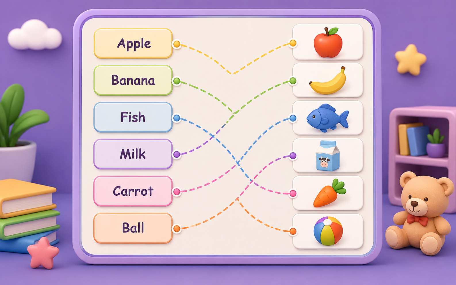 Word and image matching game for learning