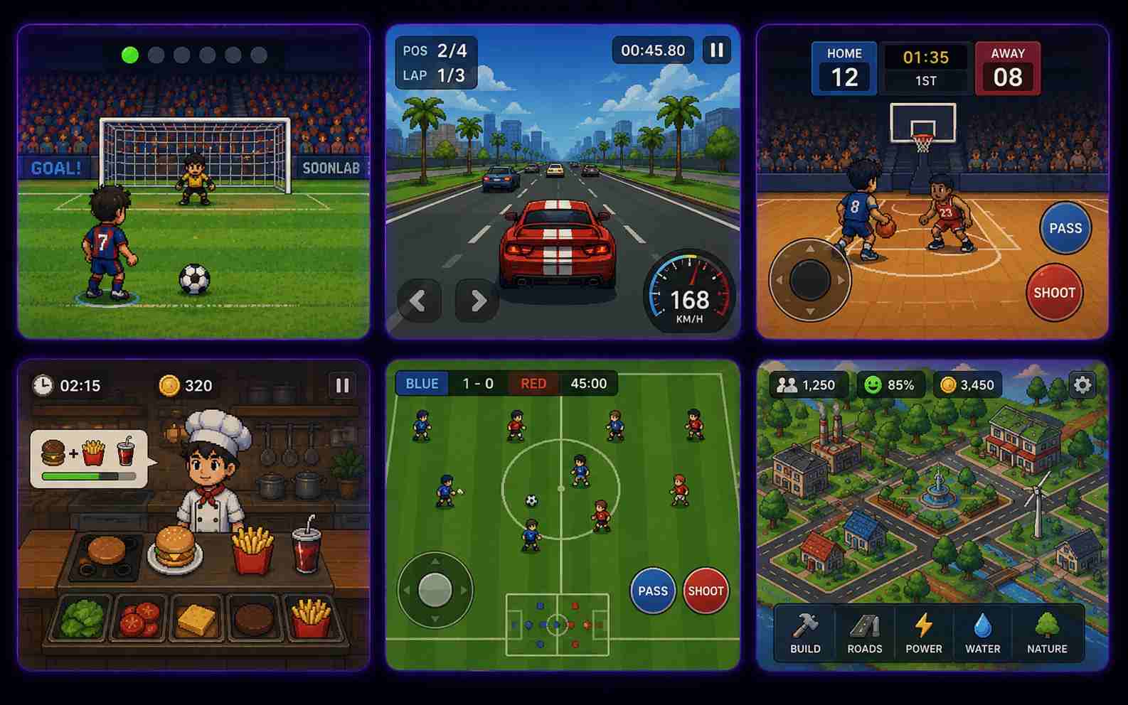 Create sports racing and simulation games without coding