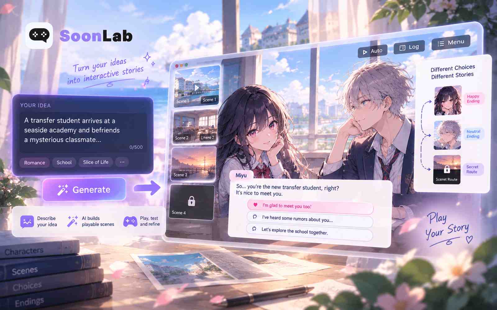 SoonLab AI visual novel creator workflow