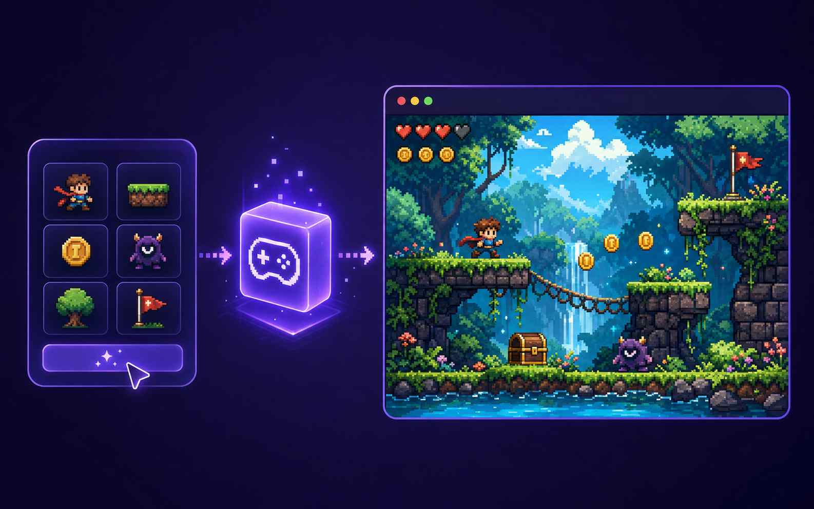 Turn a prompt into a playable pixel art game