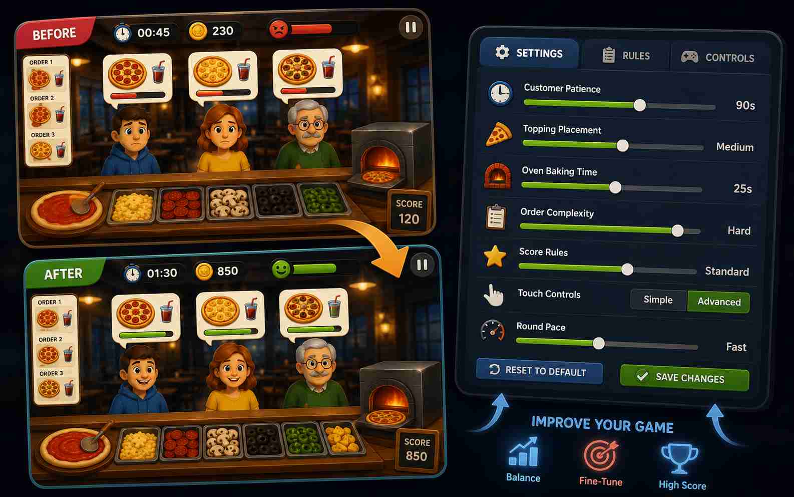 Test a pizza game in a browser