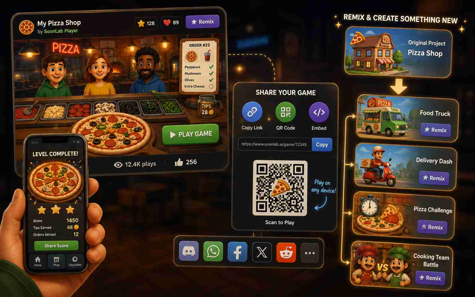 Share a playable pizza game online