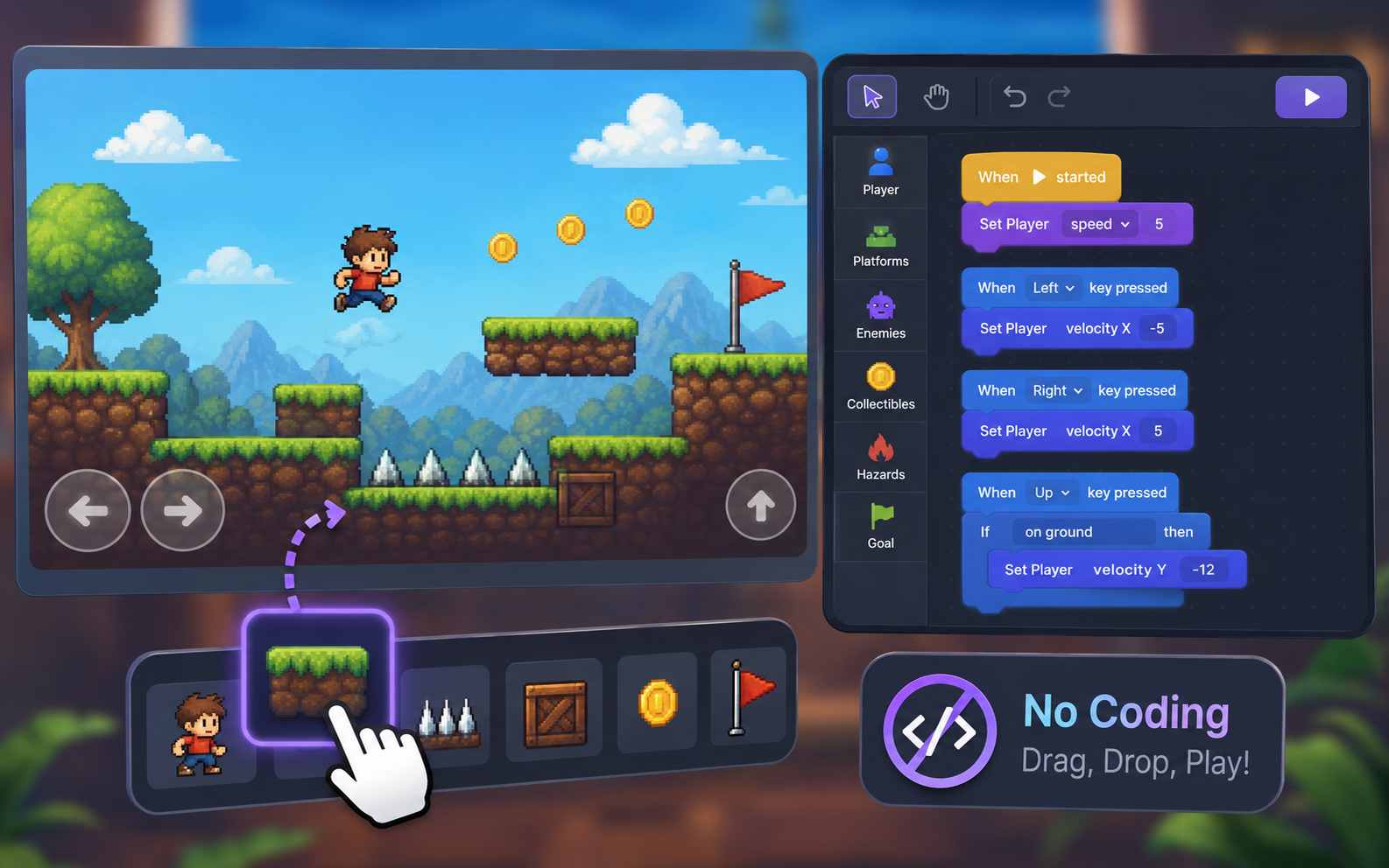 Make a platform game without coding