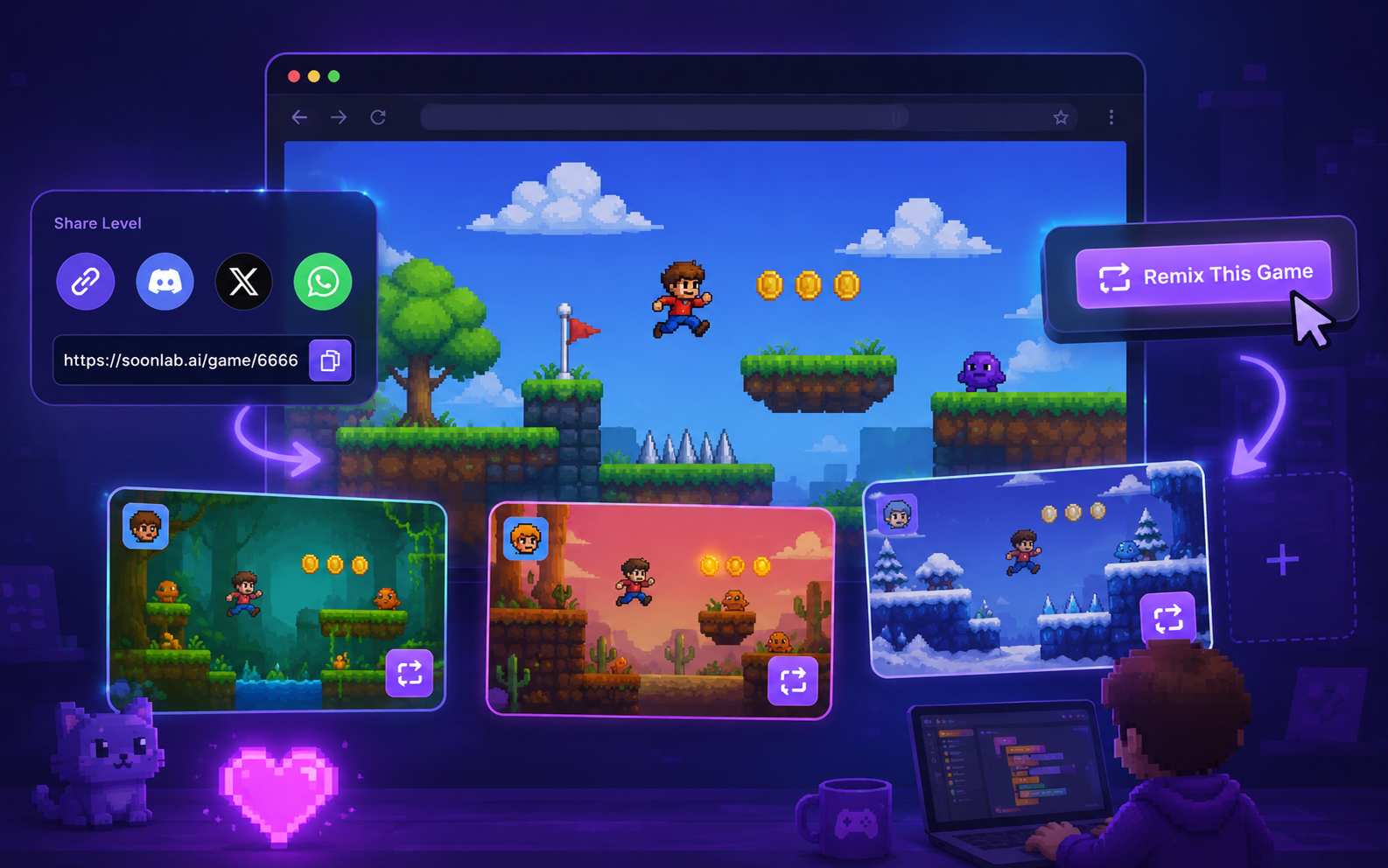 Share and remix playable games