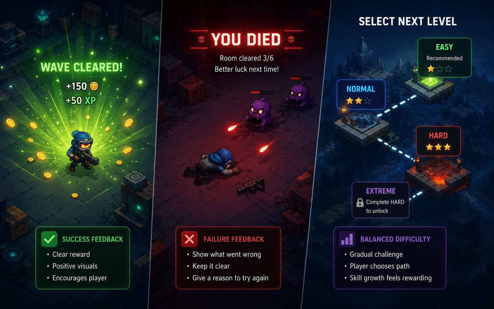 Game prototype testing difficulty and player feedback