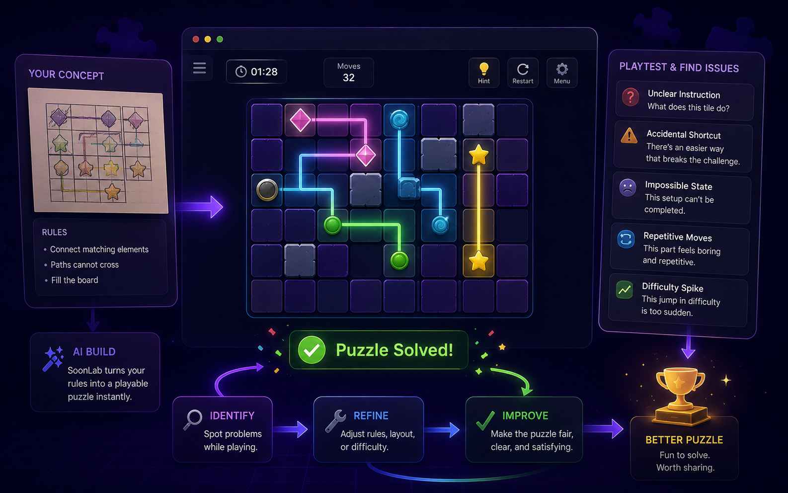 Playtest a generated puzzle game
