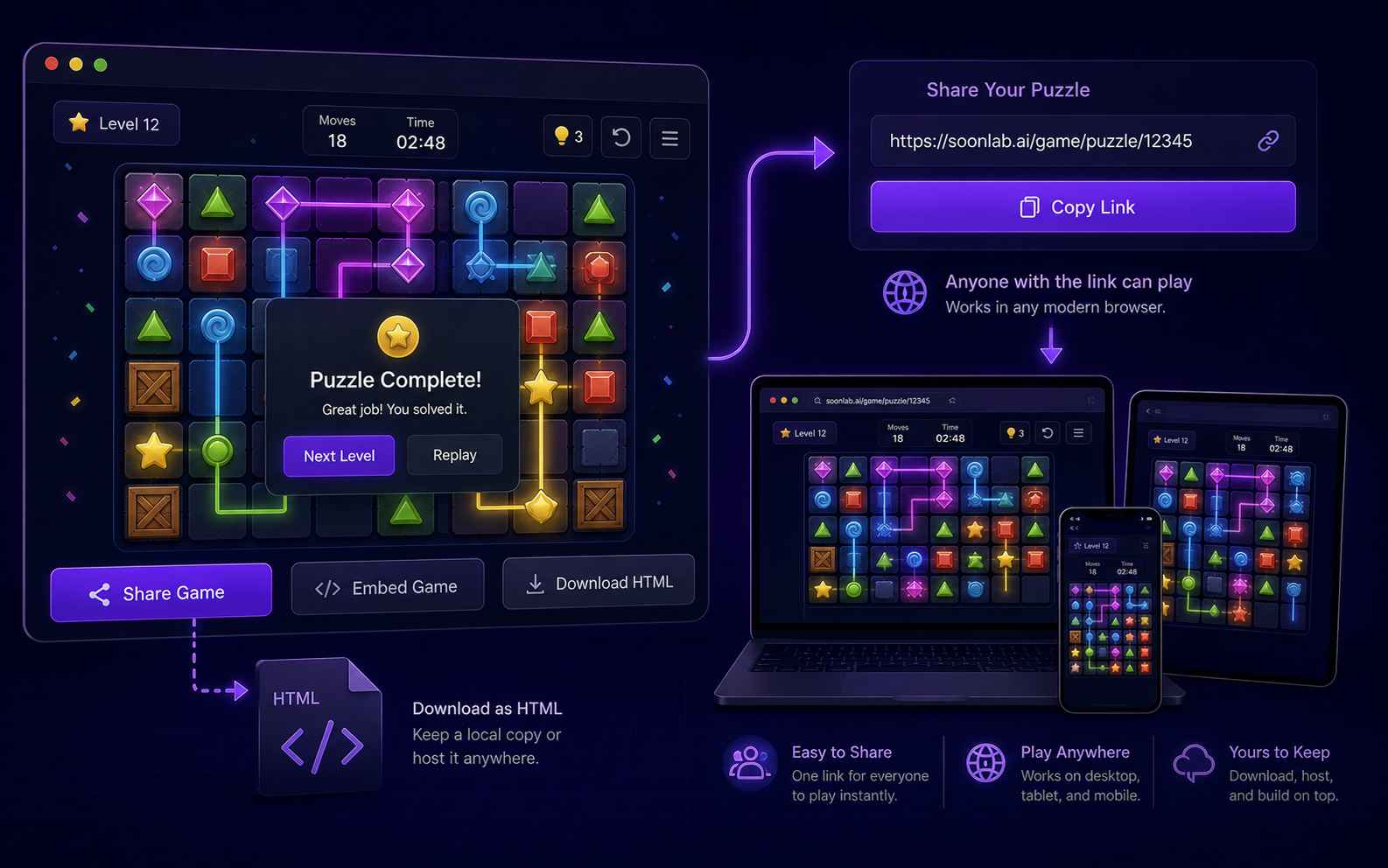 Publish and share an online puzzle game