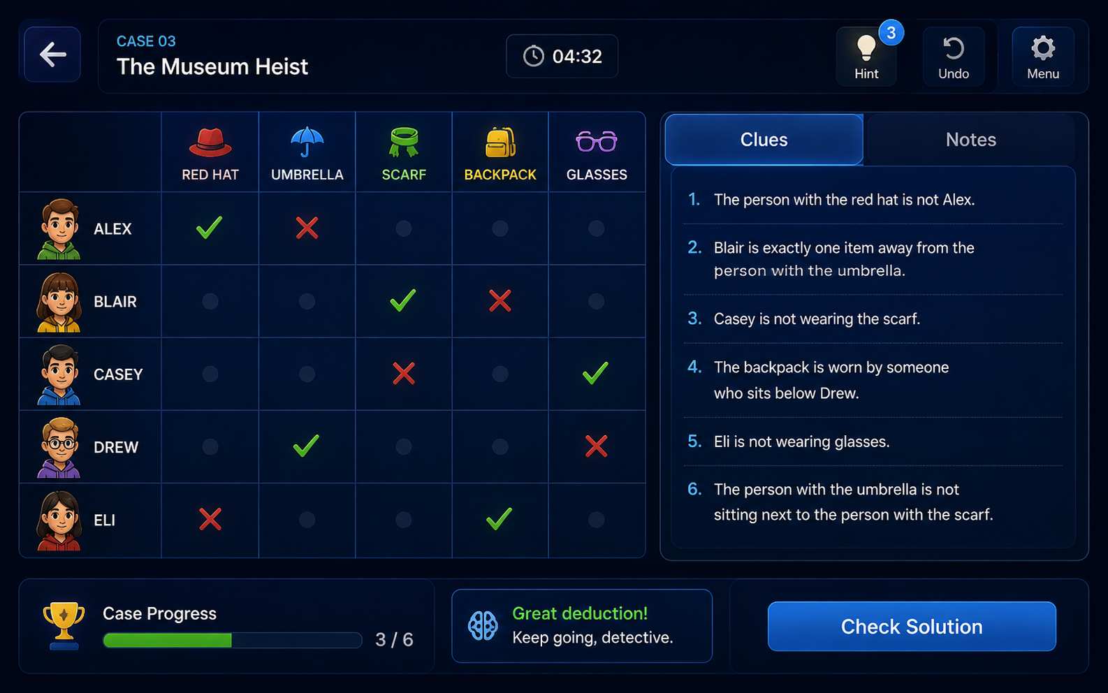 Create logic and deduction puzzle games