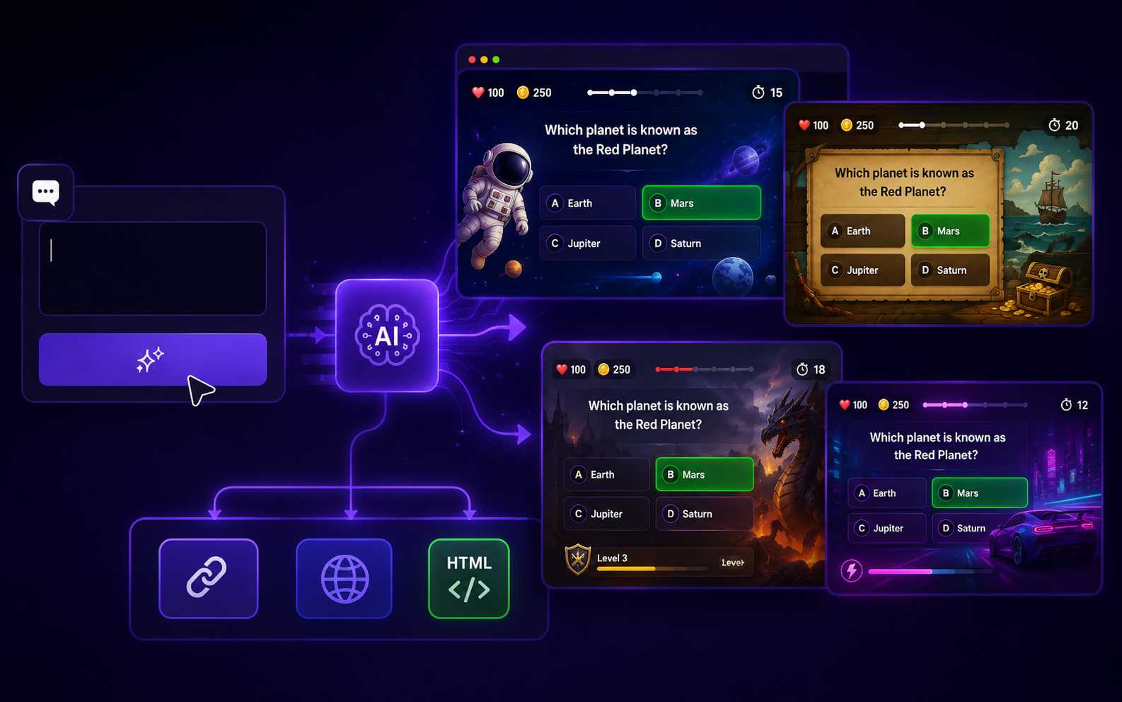 Create a custom quiz game beyond fixed templates