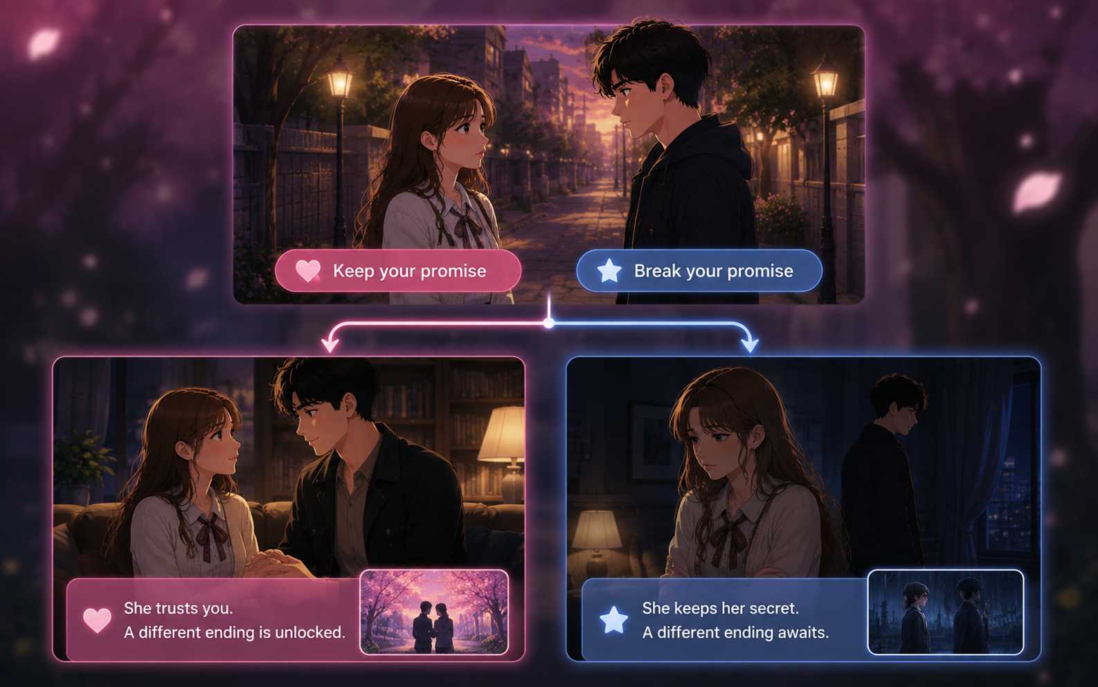 Create romance game choices with visible consequences