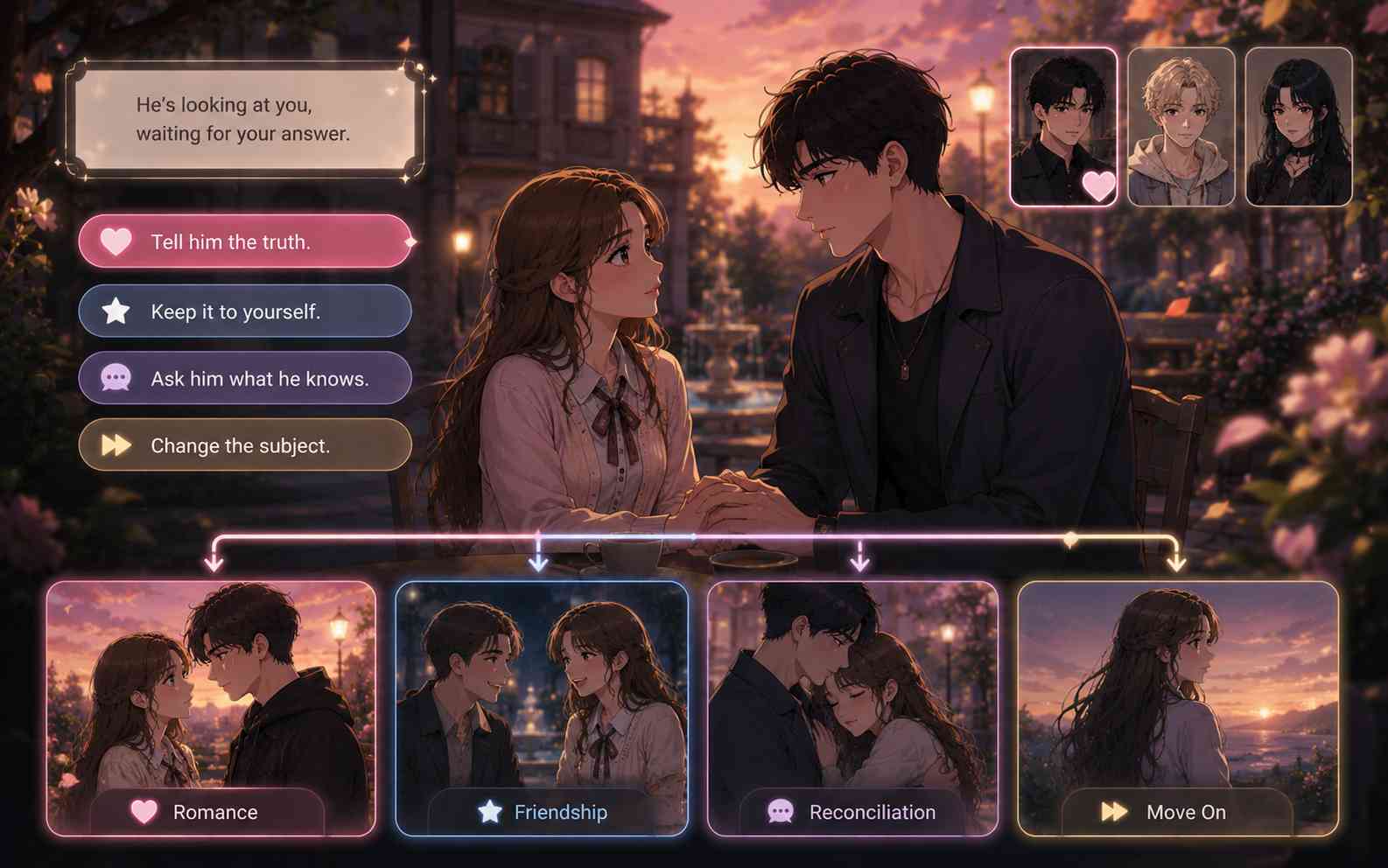 Create an interactive romance story game