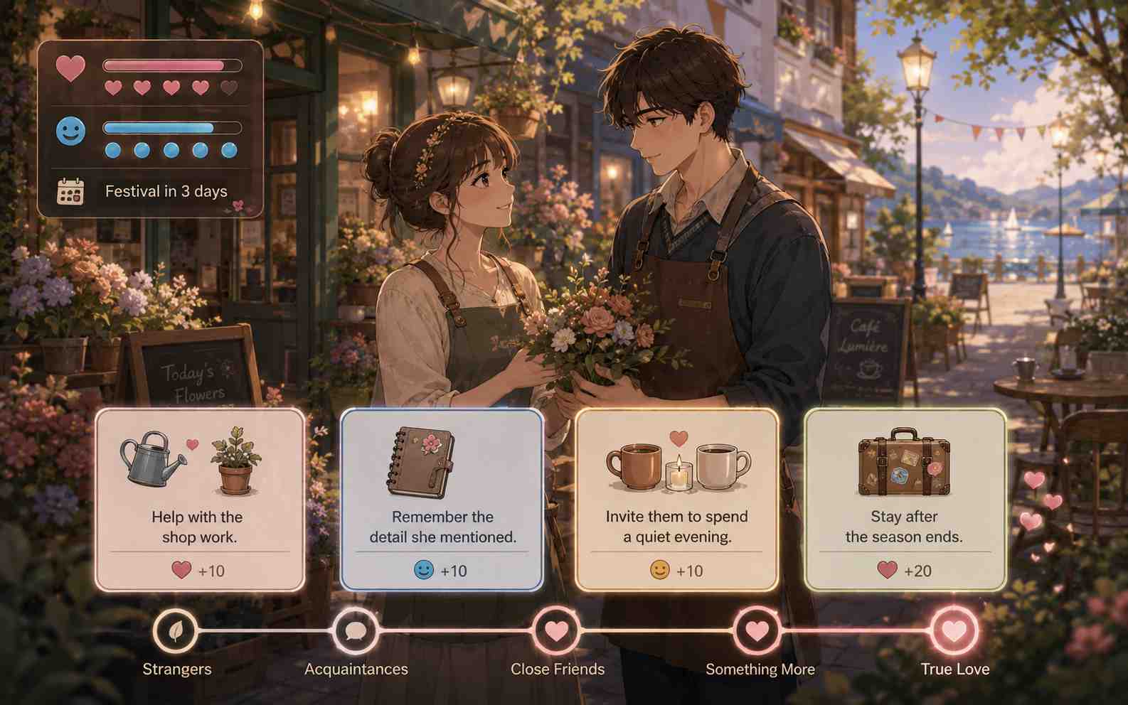 Create a cozy relationship game