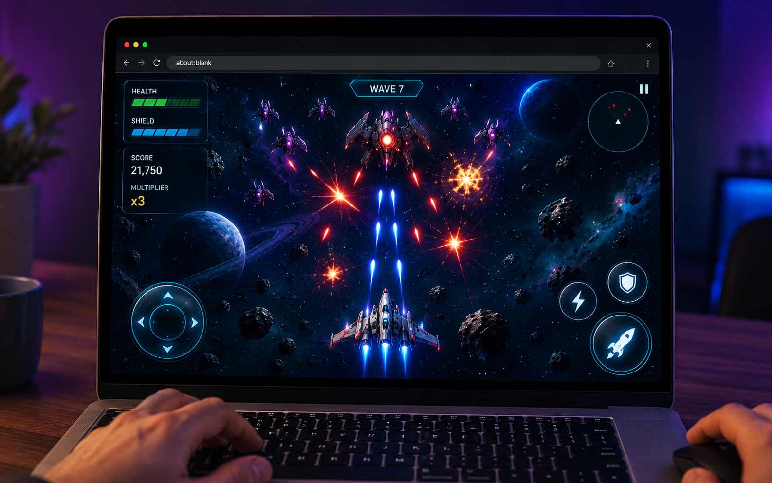 Test an online shooting game in a browser