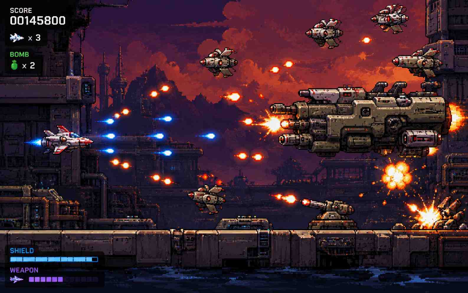 Create a side-scrolling shoot em up game