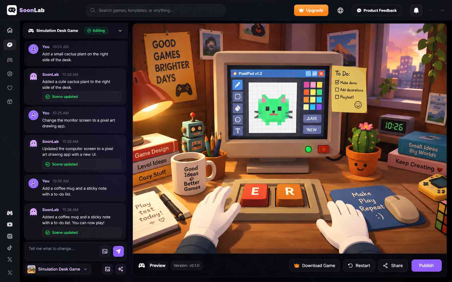 Editing simulation game balance with follow-up prompts