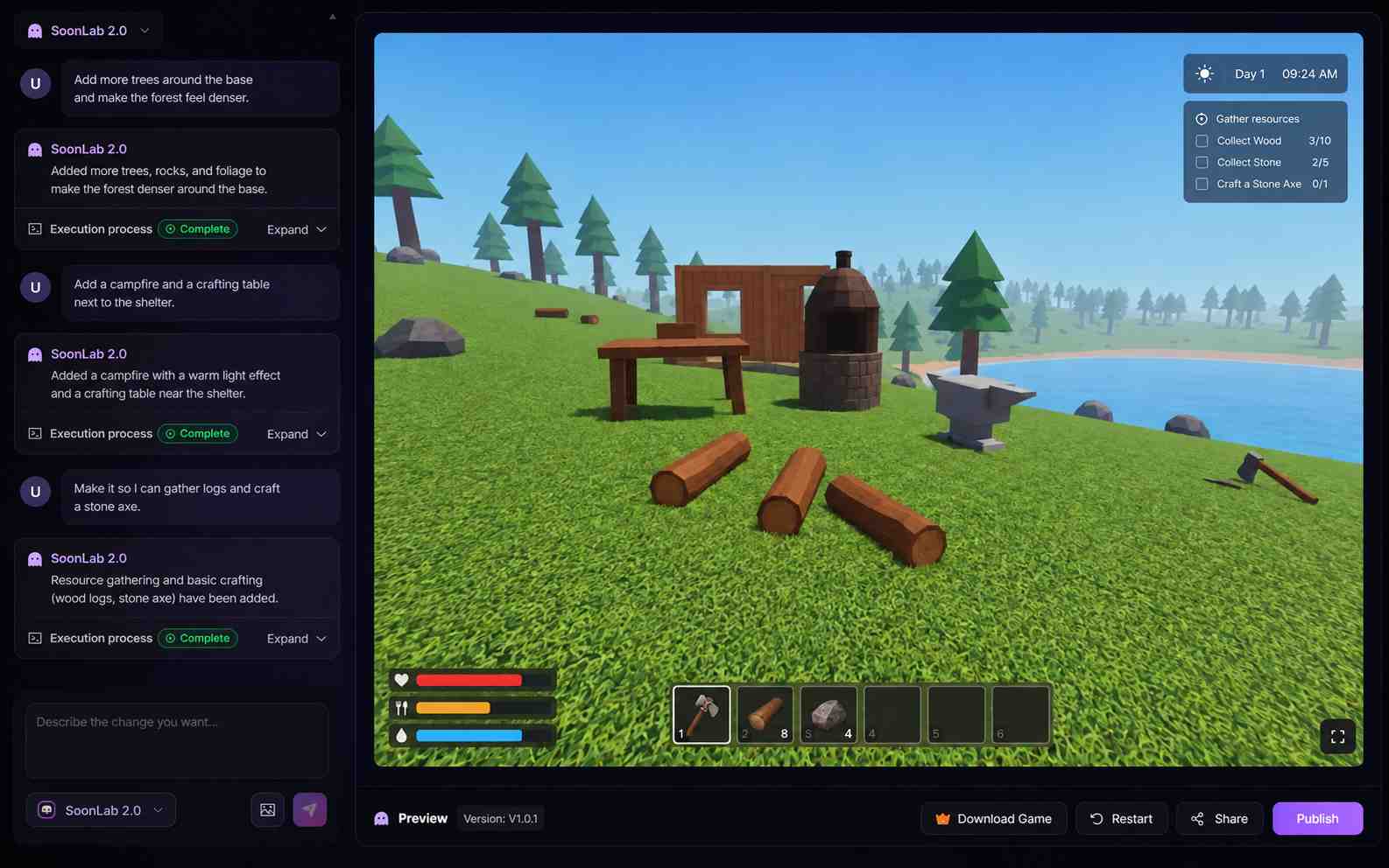 Editing survival game difficulty through conversation