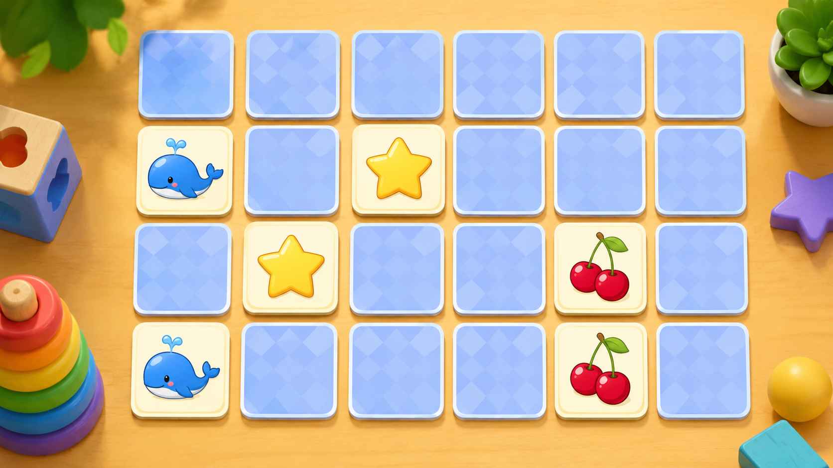 Online matching game maker creating a playable memory game
