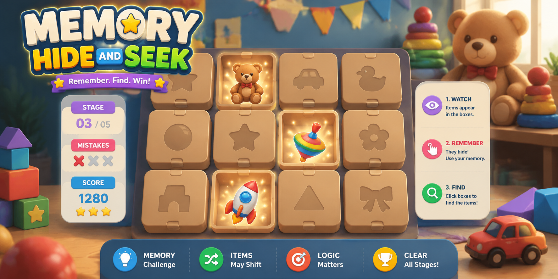 Memory Hide and Seek game made with SoonLab