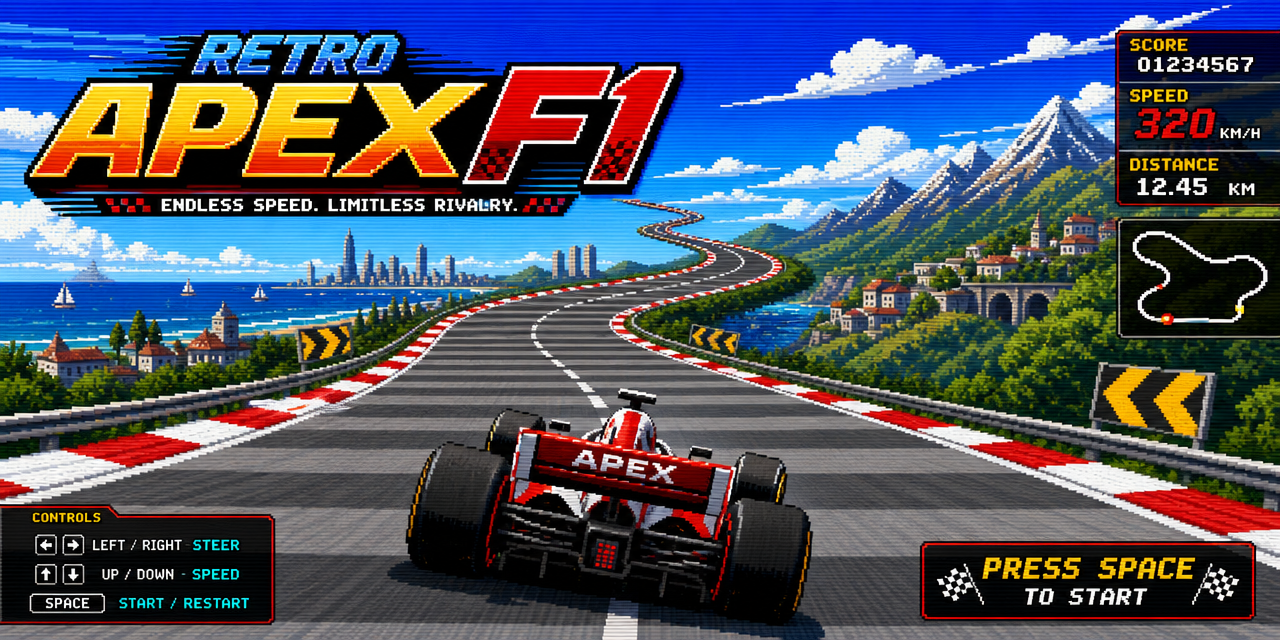 Retro Apex F1 racing game created with SoonLab