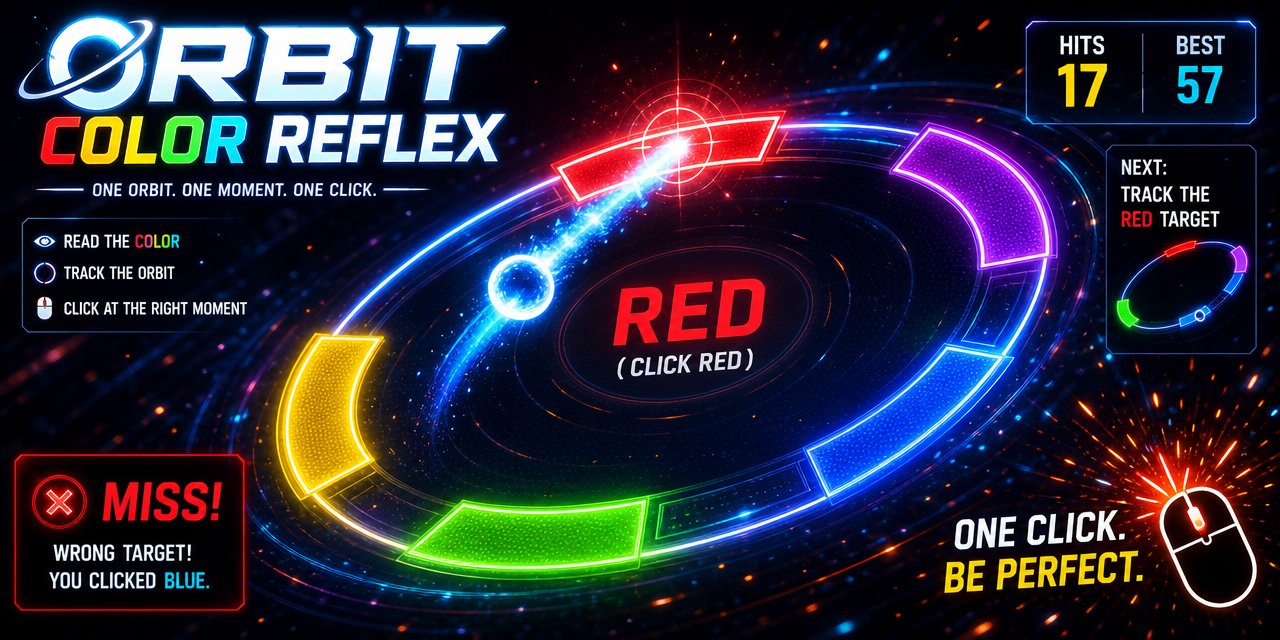 Orbit Color Reflex neon color-matching puzzle game