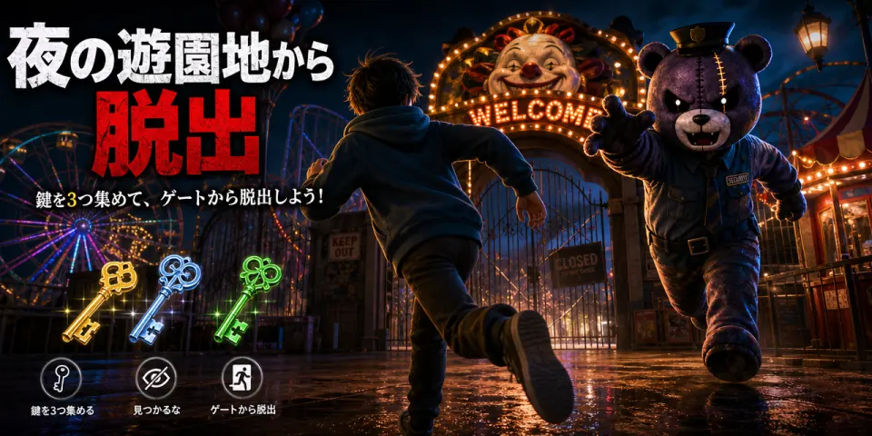 真夜中のテーマパーク:3つの鍵と着ぐるみ game cover